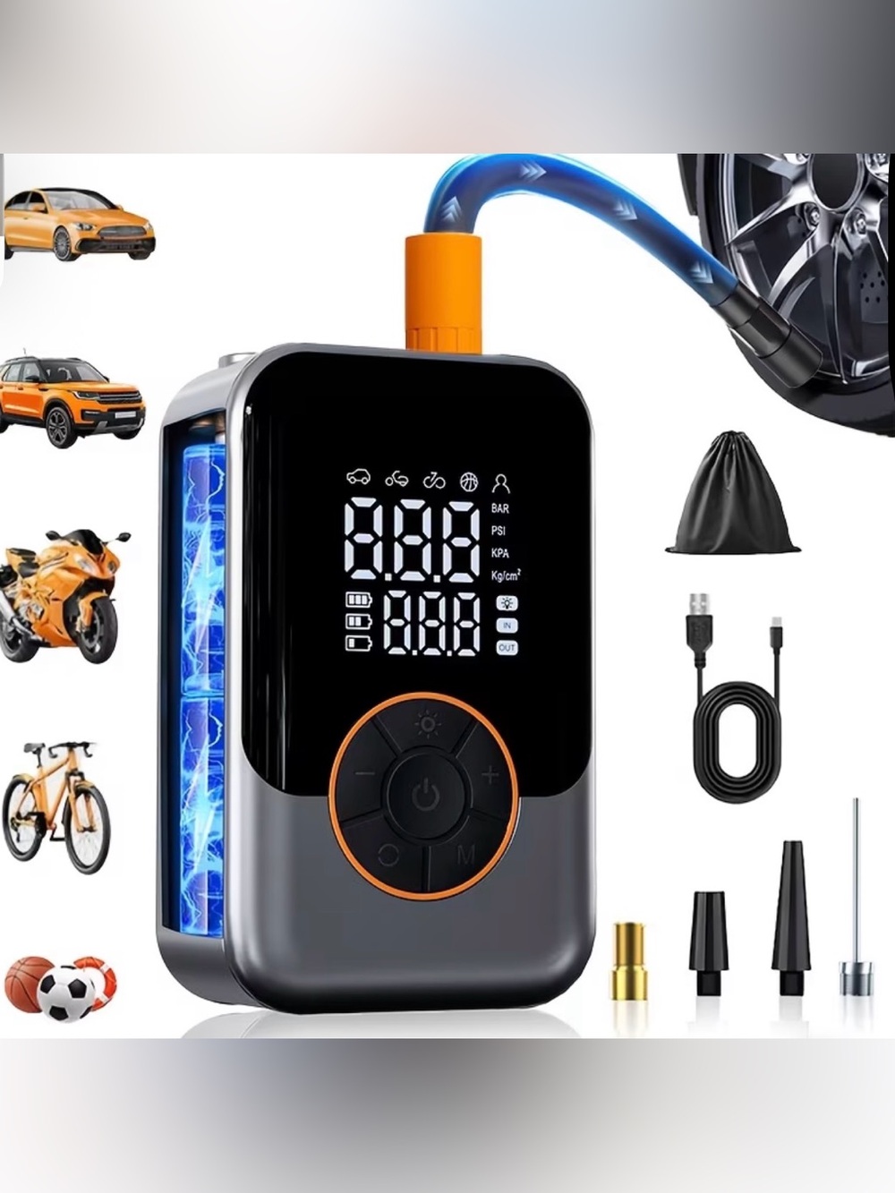 Portable Wireless Air Compressor Tire Inflator- with Digital Pressure Gauge